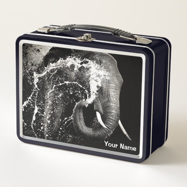 Elefante Splash Lunch Box - Personalizado Tin (Anverso)