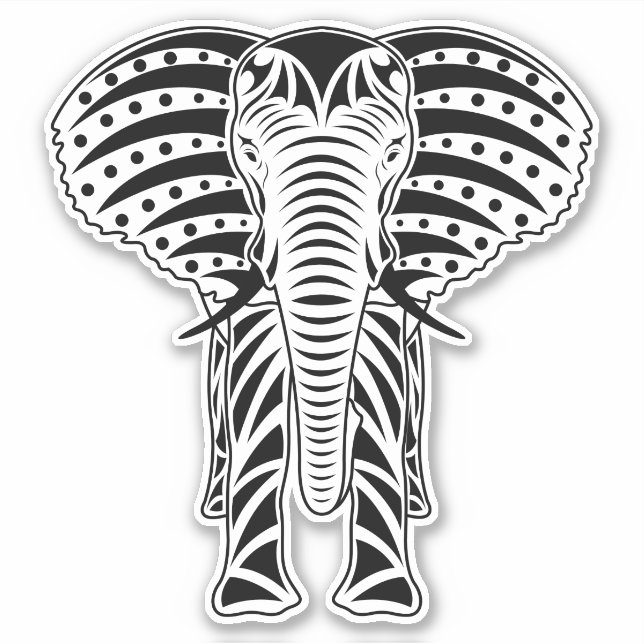 Elefante tribal Pegatina (Anverso)