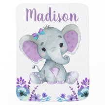 Elefante Verde azulado morado Bebé mantas floral