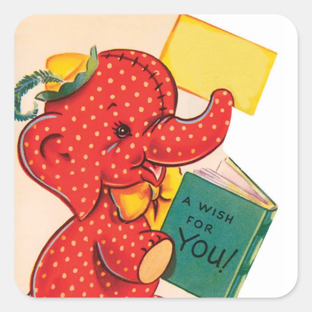 Elefante | Vintage Valentine | Pegatinas cuadrados (Anverso)