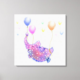 Elefante volando con globos divertida impresión en