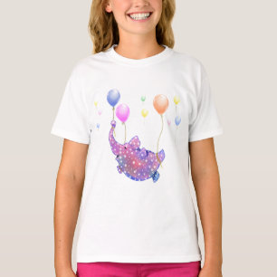 Elefante volando con globos graciosa camiseta
