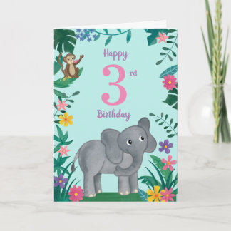 Elefante y amigos tarjeta de cumpleaños 3