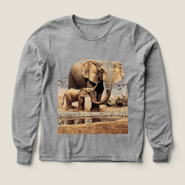 Elefante y elefante bebé (Diseño frontal)