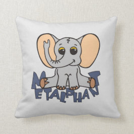 Elefante y pastel - Cojín decorativo gris de