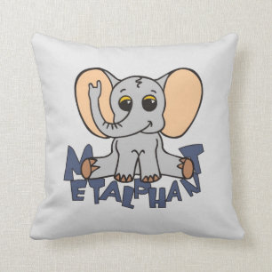 Elefante y pastel - Cojín decorativo gris de