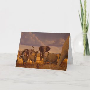 Elefantes africanos y tarjeta de felicitación