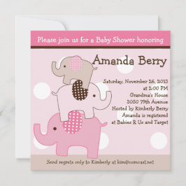 Elefantes apilados con puntos Invitación de Baby S
