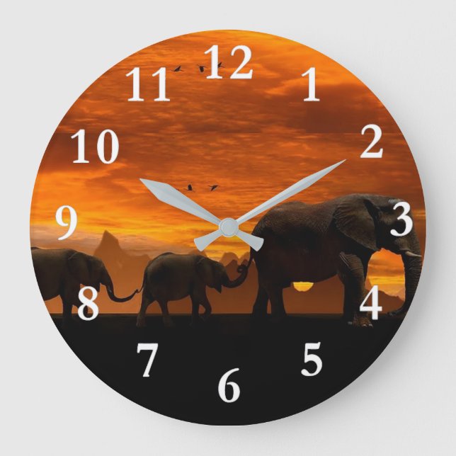 Elefantes caminantes Reloj de pared acrílico (Anverso)