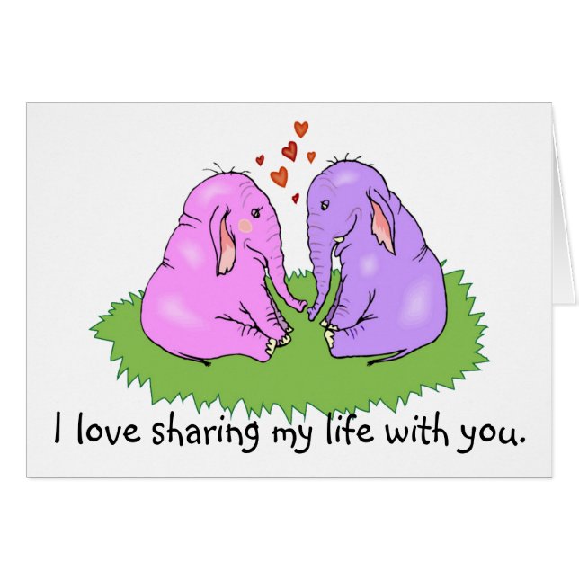 Elefantes con tarjeta de amor (Anverso (Horizontal))