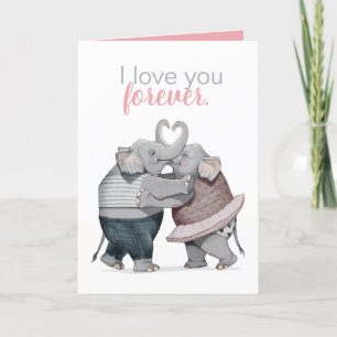 Elefantes con tarjeta de felicitación por amor