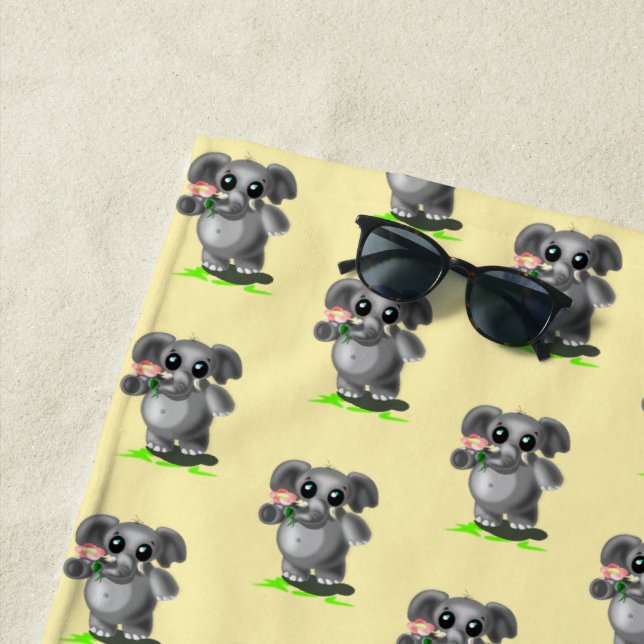 Elefantes con toalla de playa de flores (In situ)