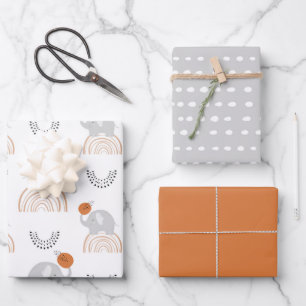 Elefantes de Arcoiris Patrón Hojas de Papel de Env