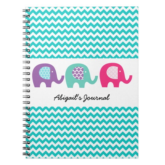 Elefantes de Chevron en el cuaderno personalizado (Frente)