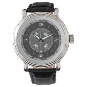 Elefantes de encargo negros de los relojes de los