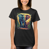 Elefantes de la selva colorida camiseta de mujeres