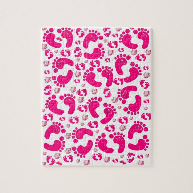 Elefantes de los pies de bebé rosados Rompecabezas (Vertical)