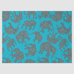 Elefantes Ditzy Paisley sobre papel de tejidos tur