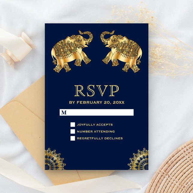 Elefantes Étnicos Blue Gold RSVP Indio (Subido por el creador)