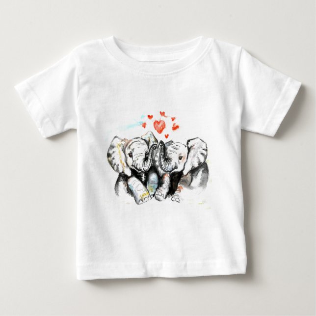 Elefantes Familia Bebé Camiseta Pintando amor (Anverso)