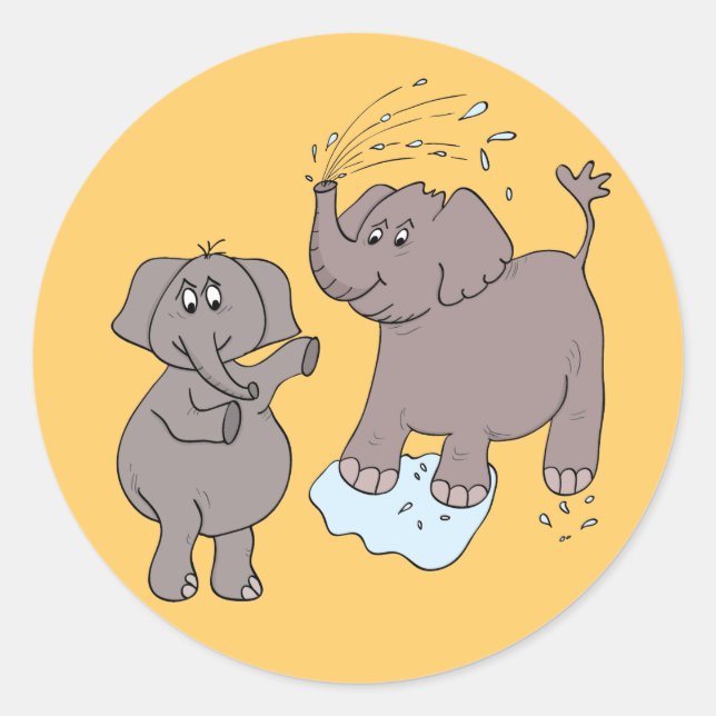 elefantes graciosos pegatinas "personalizado" (Anverso)