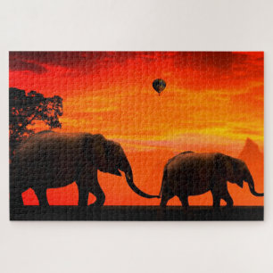 Elefantes Jigsaw Puzzle Sunset