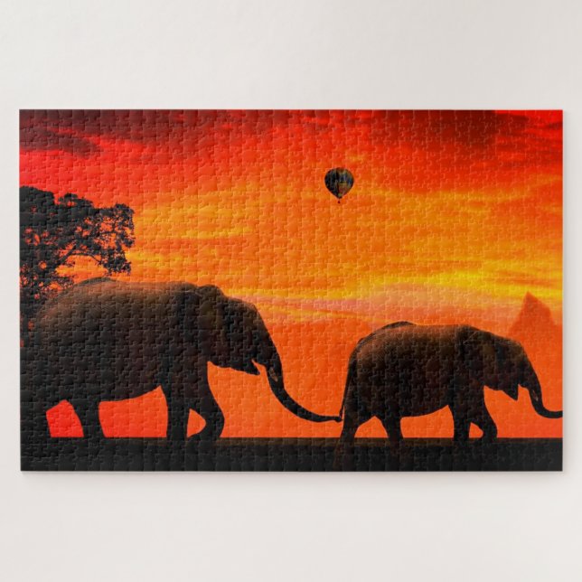 Elefantes Jigsaw Puzzle Sunset (Horizontal)