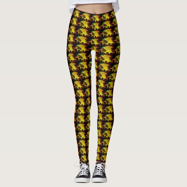 Elefantes: Leggings femeninas al atardecer (Anverso)