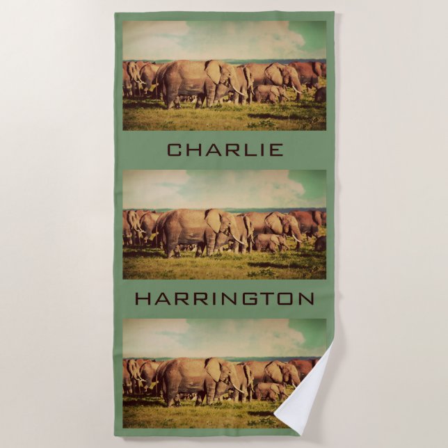 Elefantes O SU toalla de playa conocida de encargo (Anverso)