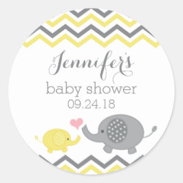 Elefantes Pegatinas Baby Shower Chevron gris amari