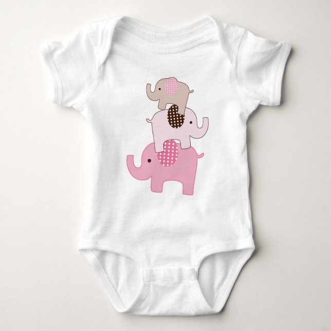 Elefantes Rosa apilados Camisa infantil (Anverso)