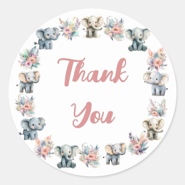 Elefantes y flores de la selva boho Pegatina de cu (Anverso)