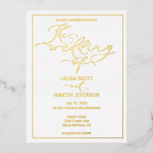 Elegance Script invitación basada en texto Foil 
