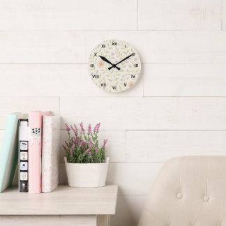ELEGANCE Y MODERNO Reloj de pared de flores silves