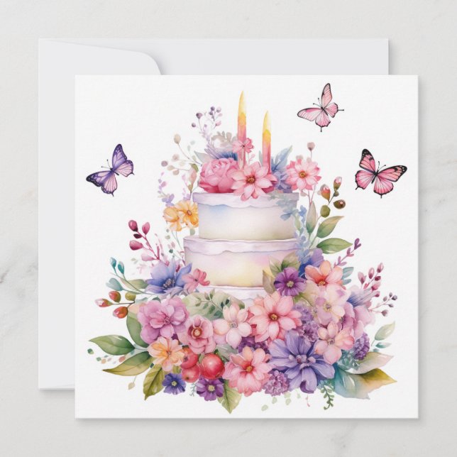 Elegancia alegre: tarjeta de cumpleaños de jardín  (Anverso)