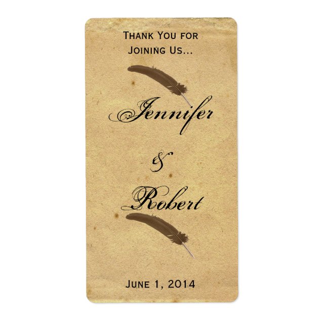 Elegancia anticuada pergamino etiqueta de vino de  (Frente)