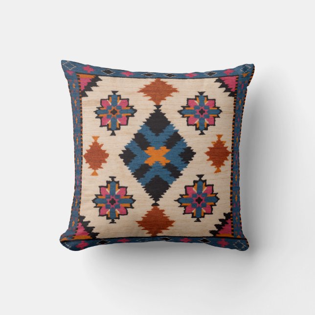 Elegancia árabe en almohadas blancas de kilim: ete (Anverso)