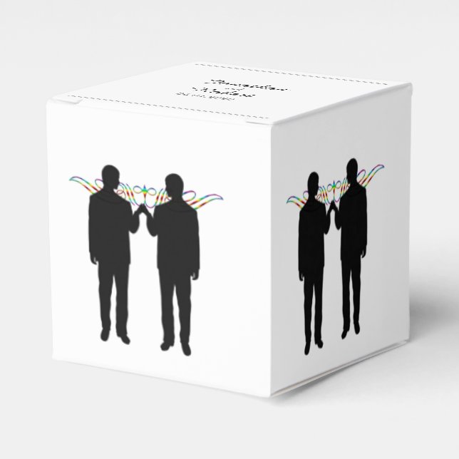 Elegancia arcoiris Grooms Caja de Favor de Boda (Costado Anverso)