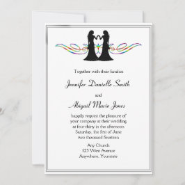Elegancia arcoiris Novias gay invitación a matrimo