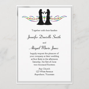 Elegancia arcoiris Novias gay invitación a matrimo