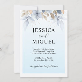 Elegancia azul y sincera: Invitación a la boda flo