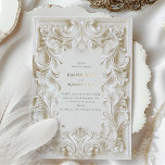 Elegancia barroca Boda Invitación al cuadro<br><div class="desc">Disfrute de la grandeza del barroco con esta suntuosa invitación a la boda. El diseño rebosa de opulencia con sus fastuosas esculturas en diferentes tonalidades de marfil, crema y blanco, que recuerdan a las elaboradas obras de yeso. El lujoso efecto de emparejamiento da profundidad a los motivos florales y de...</div>