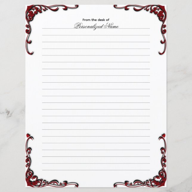 Elegancia barroca - Hoja de papel con lino negro (Anverso)