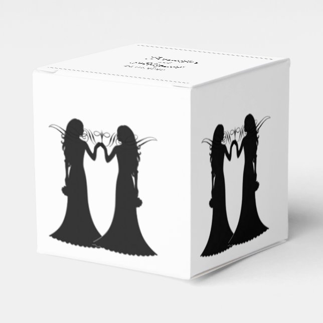 Elegancia blanca negra Novias caja de favores de b (Costado Anverso)
