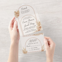 Elegancia bohemia Invitación a la boda todo en uno