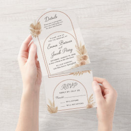 Elegancia bohemia Invitación a la boda todo en uno