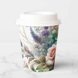 Elegancia Botánica Vasos de Papel Florales