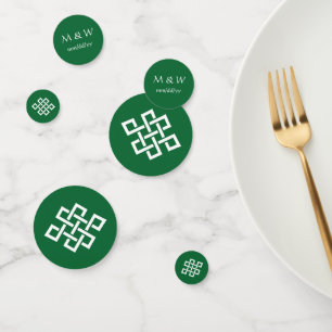Elegancia china en confetti de mesa verde