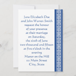 Elegancia china en invitación a la boda azul