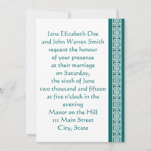 Elegancia china en invitación a la boda Verde azul